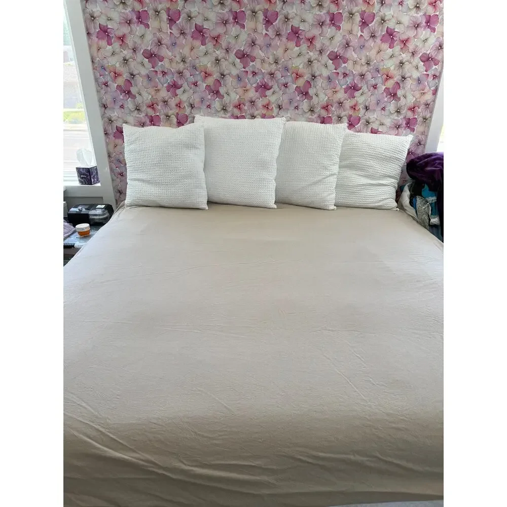 MooMee Queen Duvet Cover Cotton Linen Look Minimalist Neutral Bedding